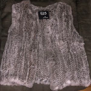 Mixed Greys rabbit fur vest